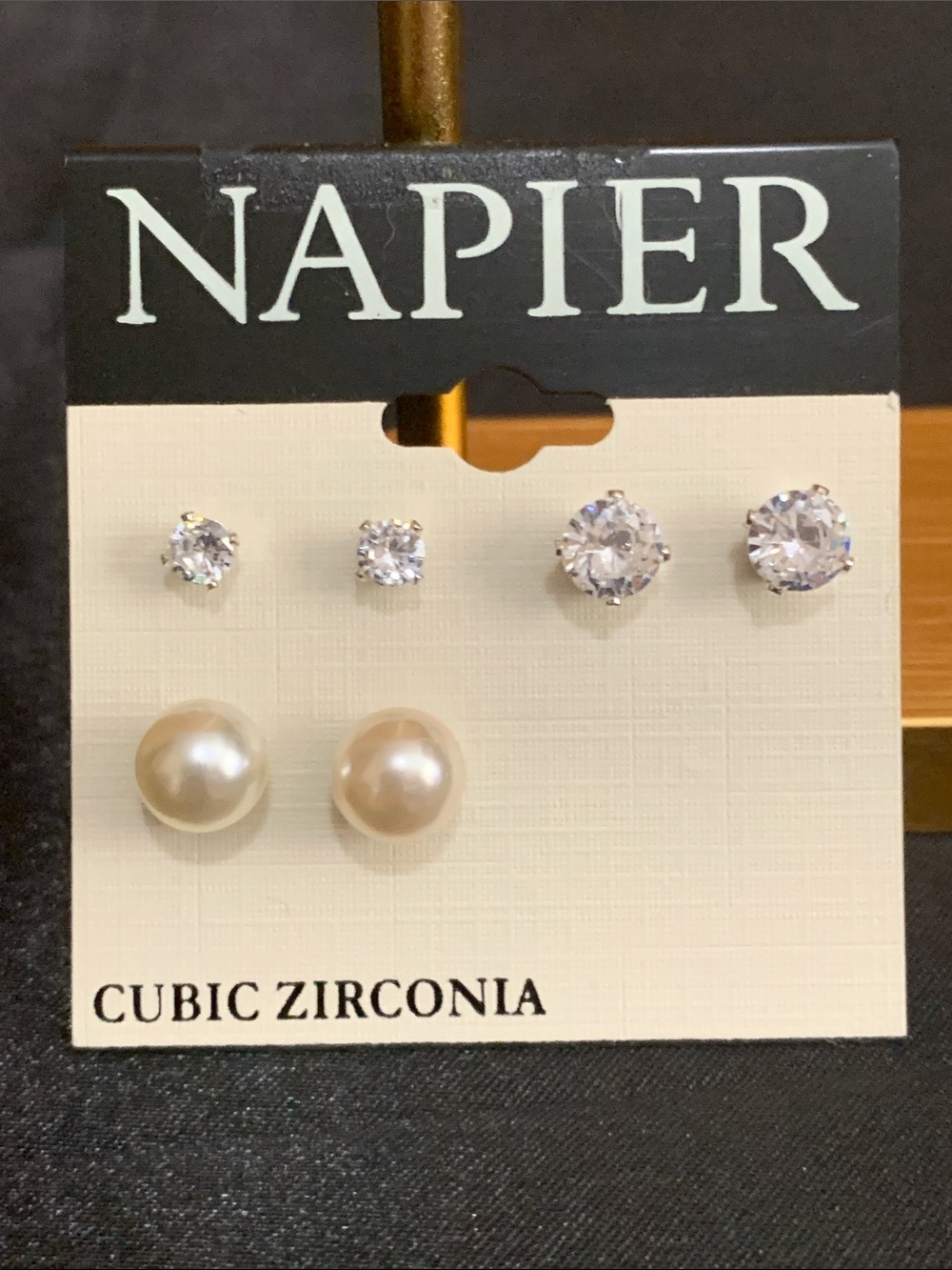 NWT Napier silver tone 3 pair stud earrings